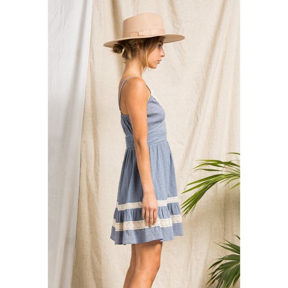 Boho Babydoll Swiss Dot Mini Dress - Picture 4 of 5